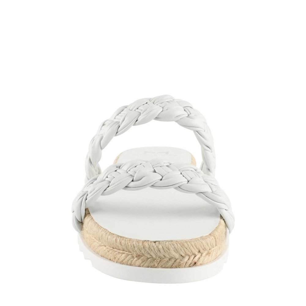 Marc Fisher Jaimee Espadrille Slide Sandal In Black Leather White Size 8.5